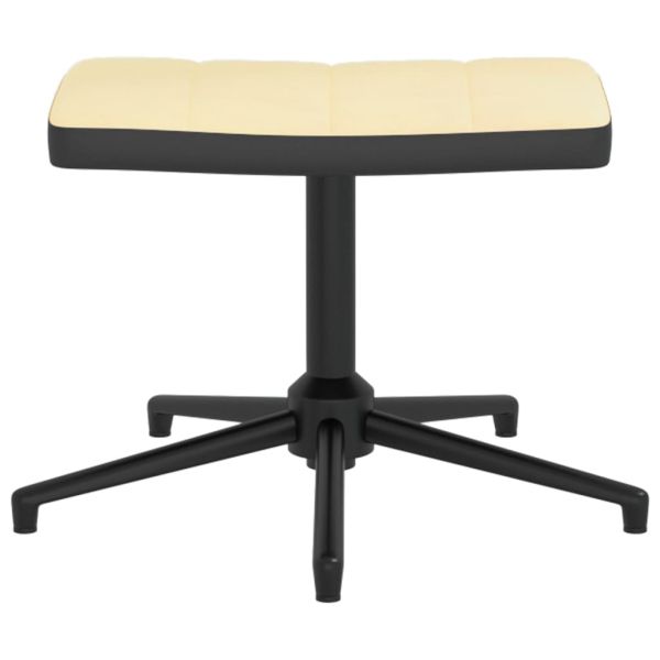 Стол за релакс с табуретка, кремавобял, кадифе и PVC