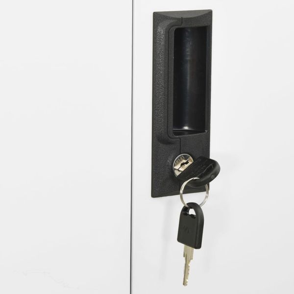 Офис шкаф, бял, 90x40x180 см, стомана и закалено стъкло