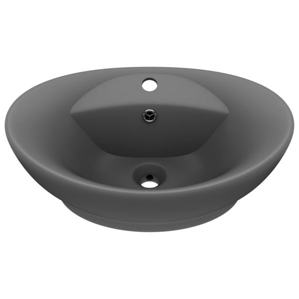 Мивка с преливник лукс овал тъмносив мат 58,5x39 см керамика