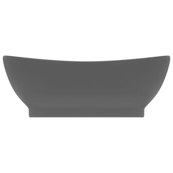 Мивка с преливник лукс овал тъмносив мат 58,5x39 см керамика