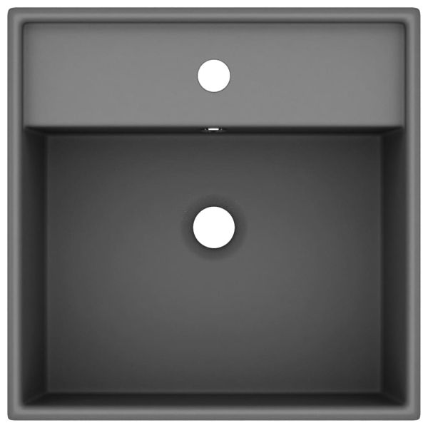 Мивка с преливник лукс квадрат тъмносив мат 41x41 см керамика