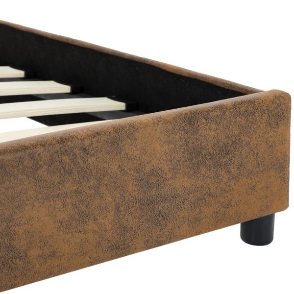 Рамка за легло, кафява, изкуствен велур, 160x200 см