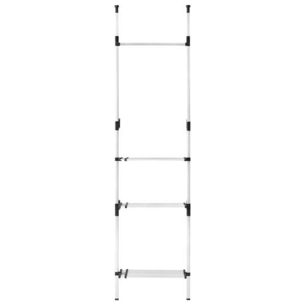 Телескопична система за гардероб с лостове и рафт, алуминий