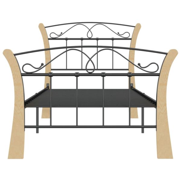 Рамка за легло, черна, метал, 90x200 см