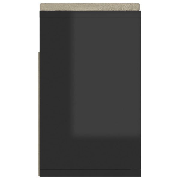 Пейка за обувки, черен гланц, 104x30x49 см, инженерно дърво