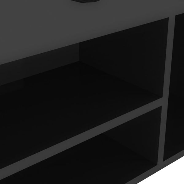 Пейка за обувки, черен гланц, 104x30x49 см, инженерно дърво