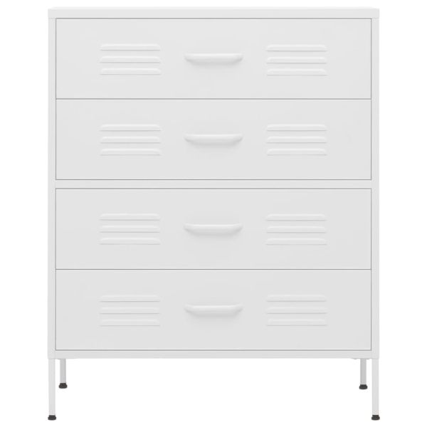 Шкаф с чекмеджета, бял, 80х35х101,5 см, стомана