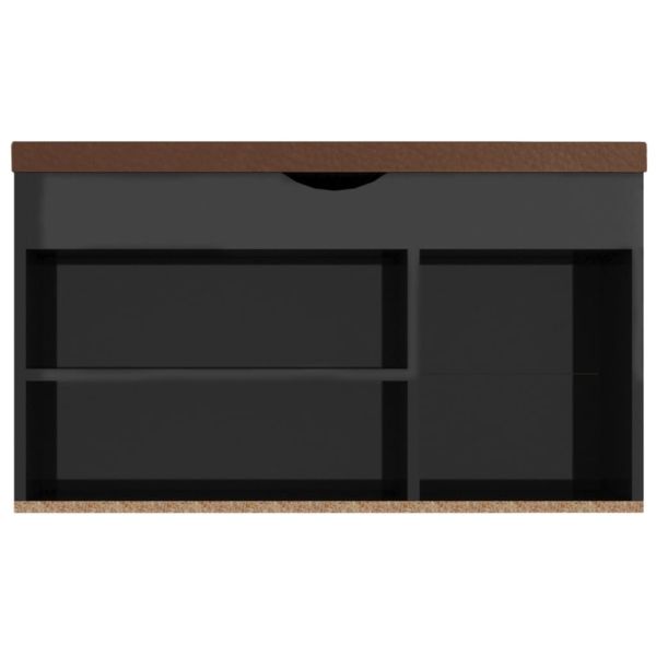 Пейка за обувки, черен гланц, 80x30x47 см, инженерно дърво