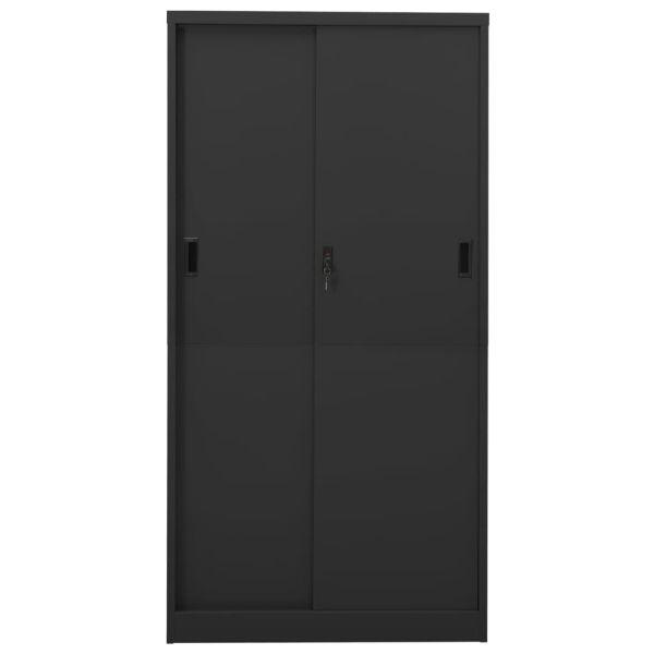 Офис шкаф с плъзгаща се врата, антрацит, 90x40x180 см, стомана