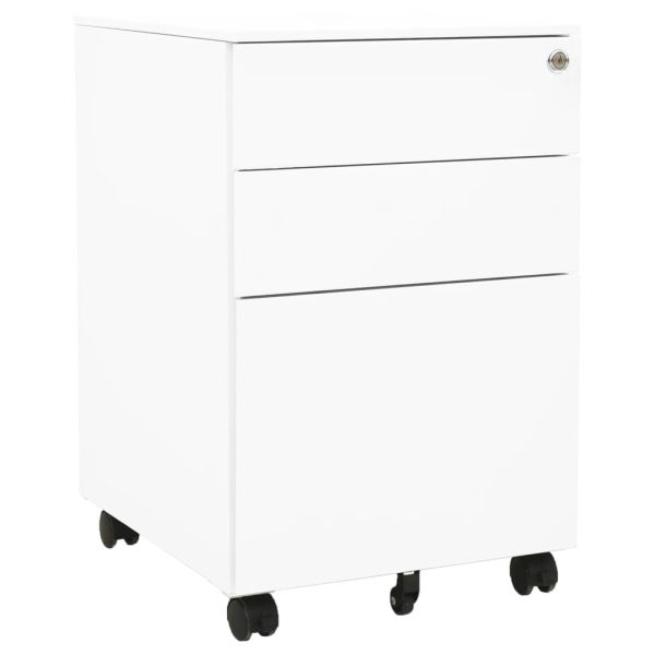 Мобилен офис шкаф, бял, 39x45x60 см, стомана