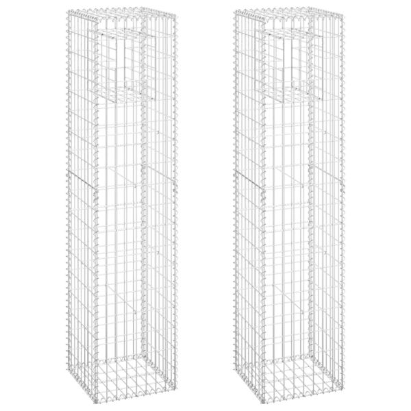 Габионна кошница стълб, 2 бр, 40x40x180 cм, желязо