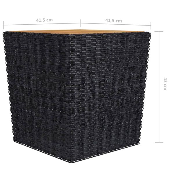 Бистро комплект, 3 части, полиратан и акациево дърво, черен