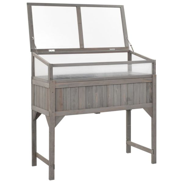 Повдигната леха с оранжерия, 110x54x120 см, ела масив