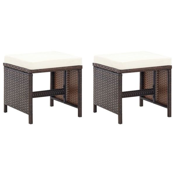 Комплект от 4 части градински стол и табуретка полиратан кафяво