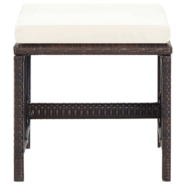 Комплект от 4 части градински стол и табуретка полиратан кафяво