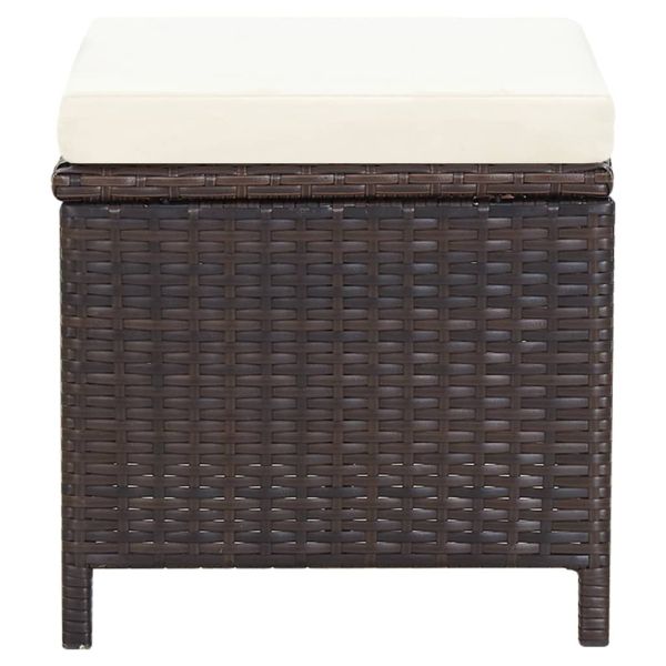 Комплект от 4 части градински стол и табуретка полиратан кафяво