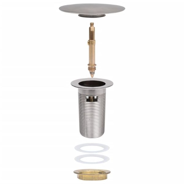 Сифон клик-клак с преливник, сребрист, 6,4x6,4x9,1 см