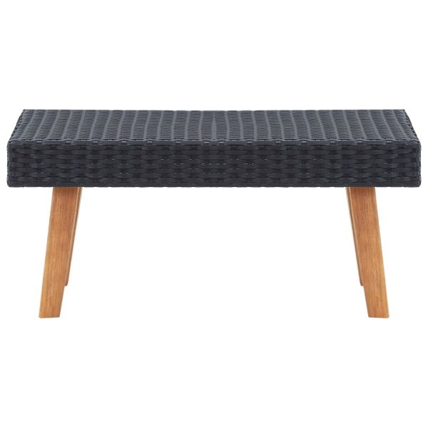 Градински комплект с възглавници, 5 части, черен полиратан