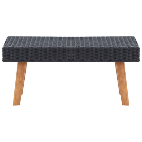 Градински комплект с възглавници, 2 части, черен полиратан