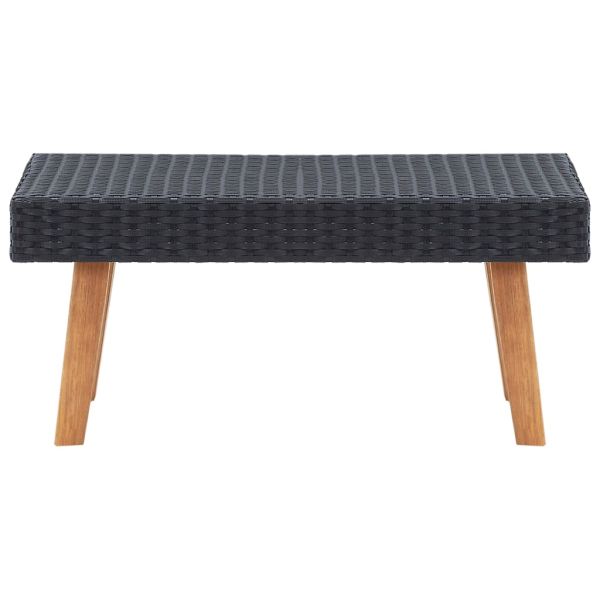 Градински комплект с възглавници, 2 части, черен полиратан