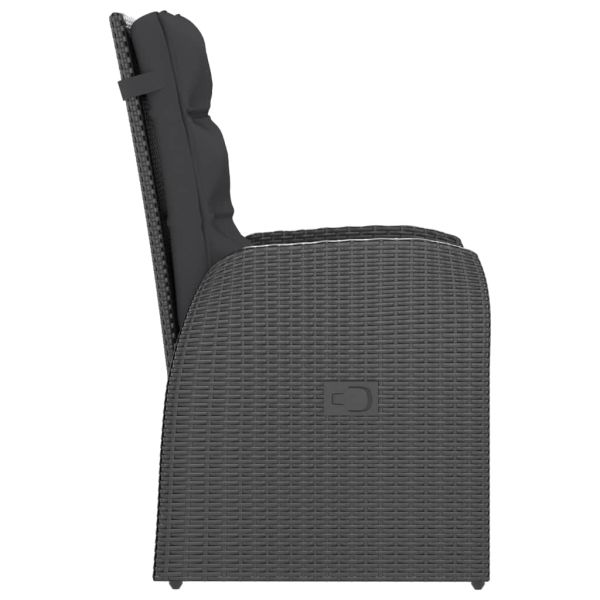 Градински комплект с възглавници, 7 части, полиратан, черен