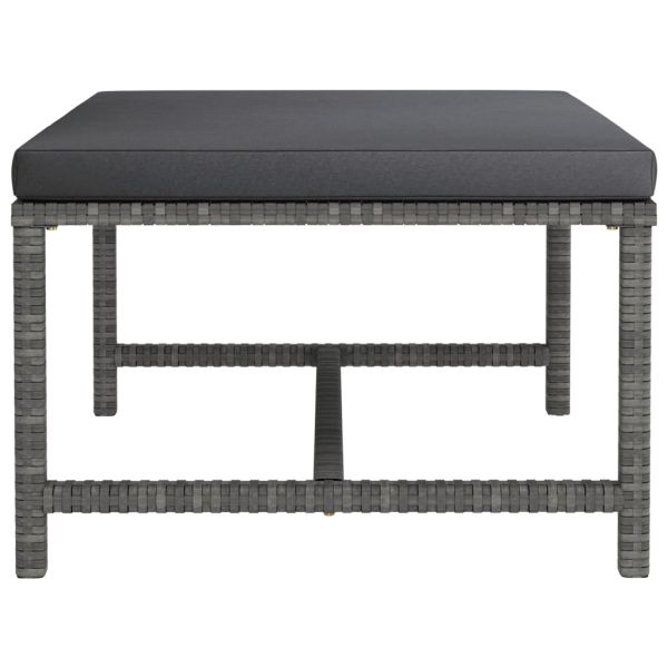 Градински комплект с възглавници, 9 части, полиратан, сив