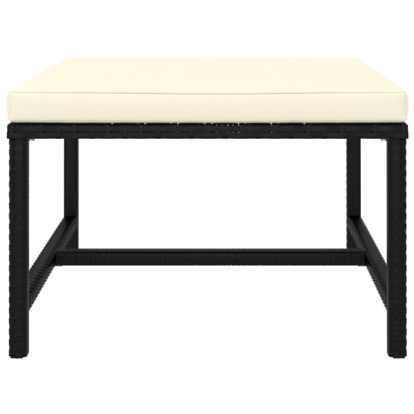 Градински комплект с възглавници, 7 части, черен полиратан