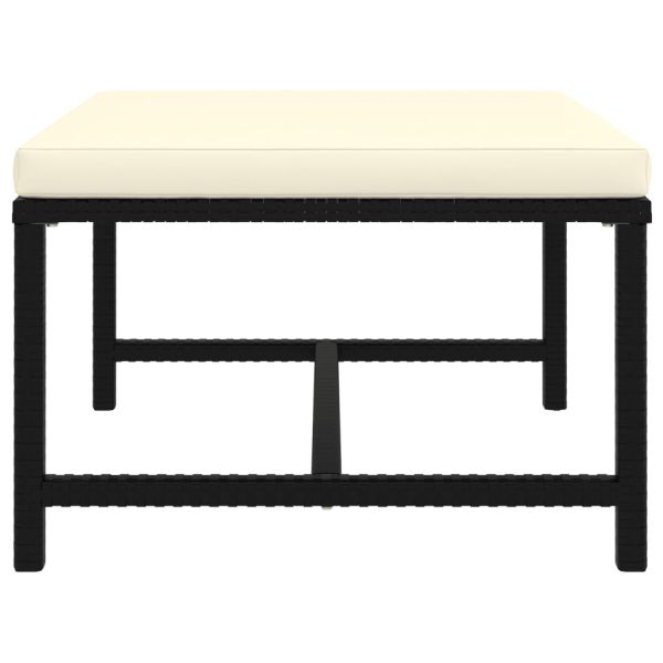 Градински комплект с възглавници, 9 части, черен полиратан