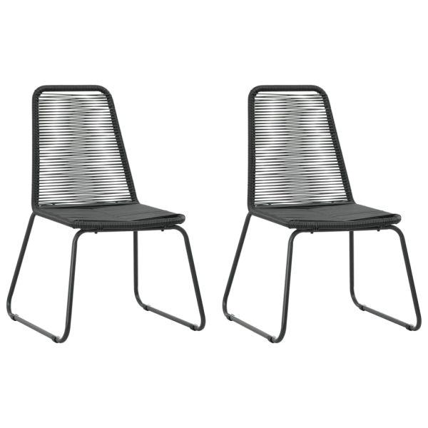 Градински трапезен комплект, 3 части, PVC ратан, черен