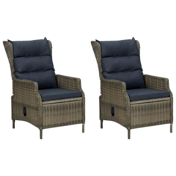 Градински комплект с възглавници, 3 части, кафяв полиратан