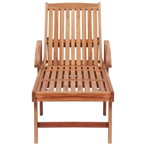 Шезлонг с черно шалте, тиково дърво масив