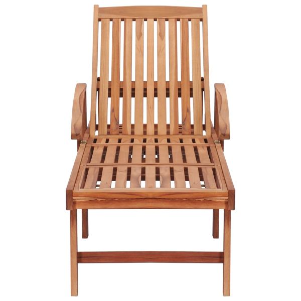 Шезлонг с шалте таупе, тиково дърво масив