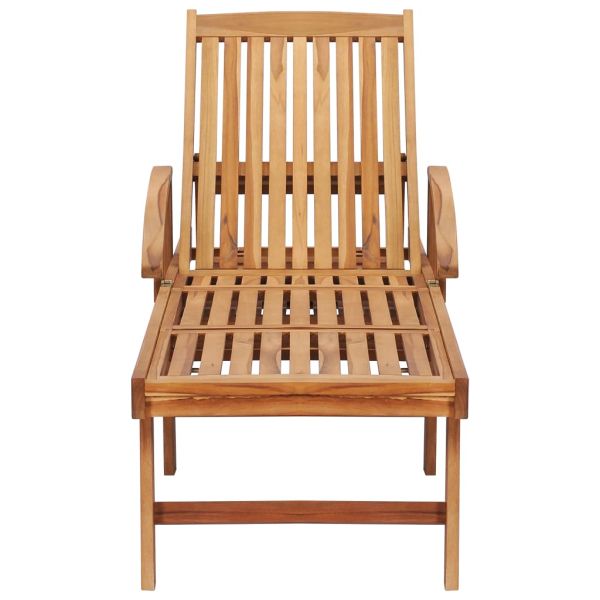 Шезлонг с масичка и шалте, тиково дърво масив