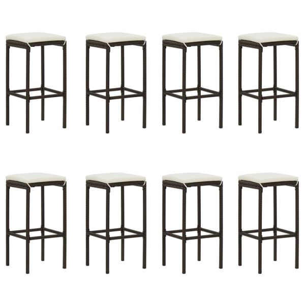 Градински бар комплект с възглавници, 9 части, кафяв полиратан