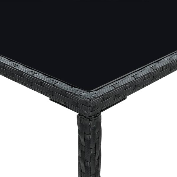 Градински бар комплект с възглавници, 3 части, черен полиратан