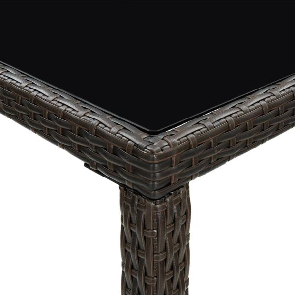 Градински бар комплект с възглавници, 7 части, кафяв полиратан