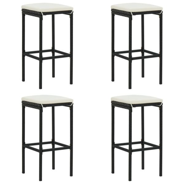 Градински бар комплект с възглавници, 5 части, черен