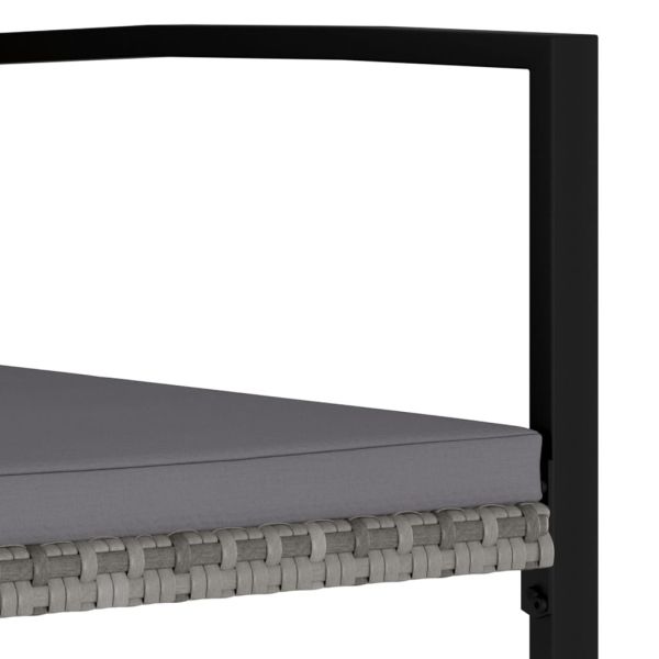 Градински трапезен комплект от 3 части, полиратан, сив