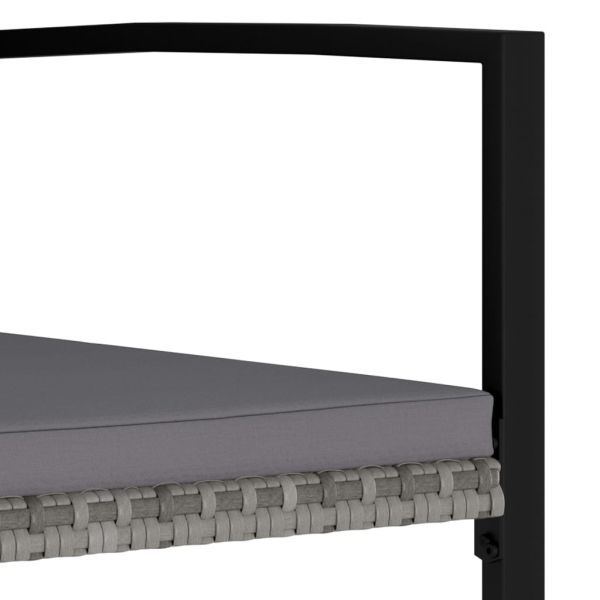 Градински трапезен комплект от 9 части, сив полиратан