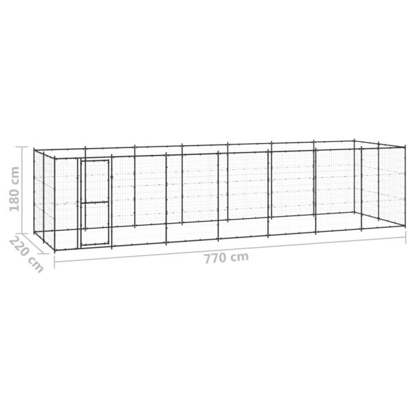 Външна клетка за кучета, стомана, 16,94 м²