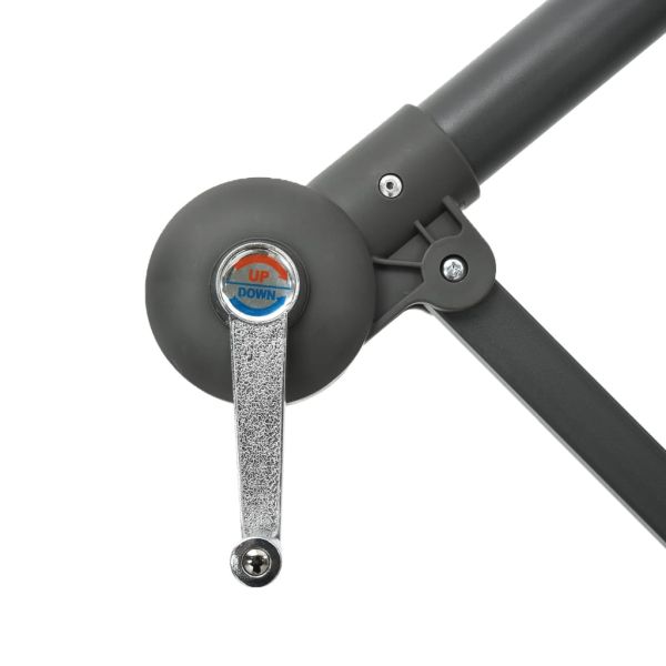 Конзолен градински чадър с LED и стоманен стълб теракота