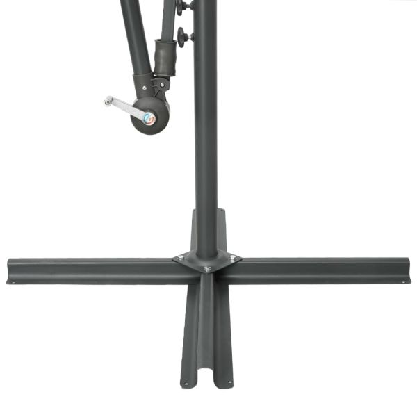 Конзолен градински чадър с LED и стоманен стълб теракота