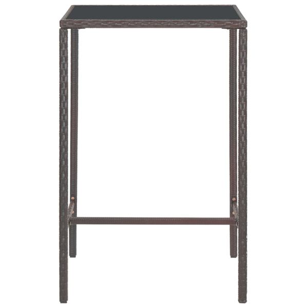 Градински бар комплект с възглавници, 3 части, кафяв полиратан