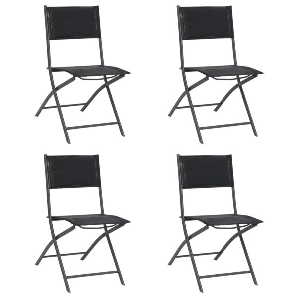 Сгъваеми градински столове, 4 бр, стомана и Textilene
