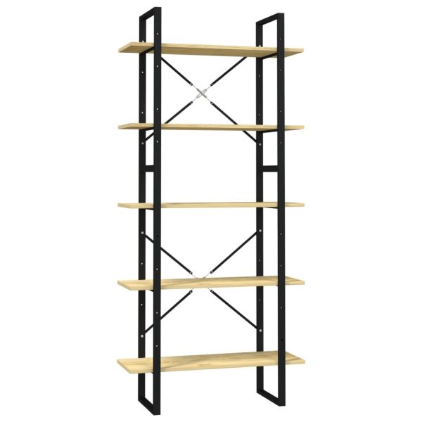 5-етажен шкаф библиотека, 80x30x175 см, борово дърво масив