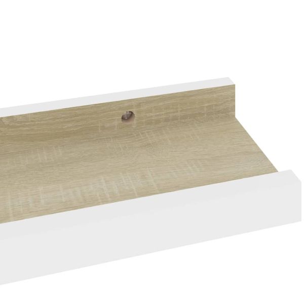 Стенни рафтове, 2 бр, бяло и сонома дъб, 40x9x3 см