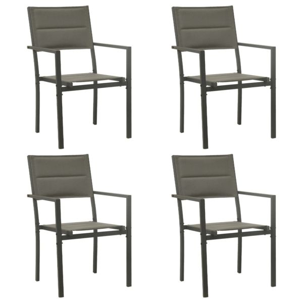 Градински столове, 4 бр, textilene и стомана, сиво и антрацит
