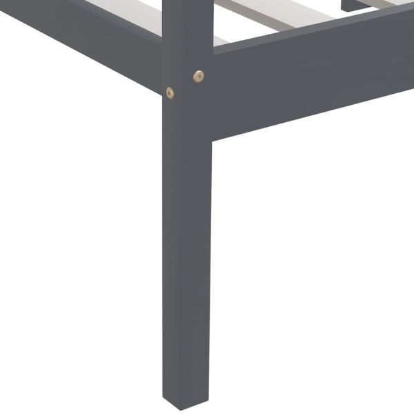 Рамка за легло, тъмносива, бор масив, 90x200 см