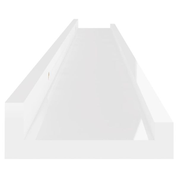 Стенни рафтове, 2 бр, бял гланц, 100x9x3 см