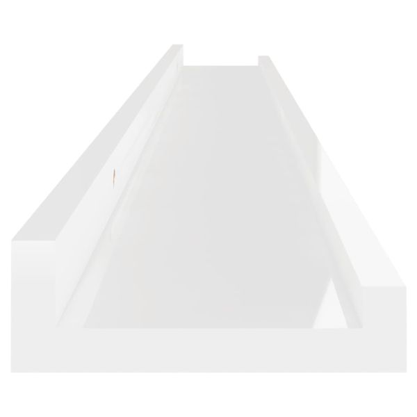 Стенни рафтове, 4 бр, бял гланц, 100x9x3 см